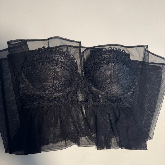 Victoria's Secret Black 34B Romantic Nightie Sheer Chemise Babydoll Lingerie - Picture 7 of 11